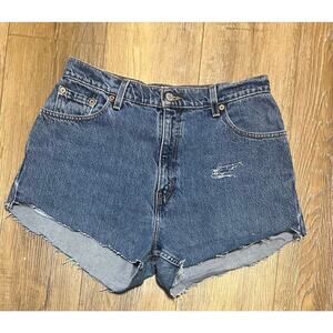 Vintage 90s Levis 550 Cutoff High Rise Shorts Sz 12 USA Made Red Tab Relaxed Fit